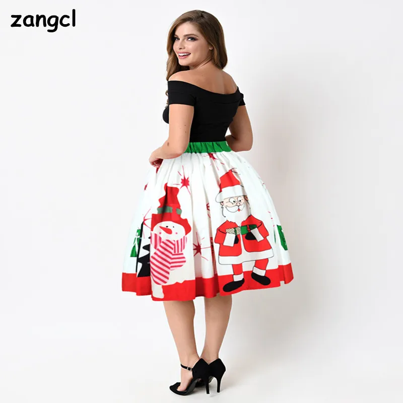 Zangcl осень зима Новый Для женщин в юбка Высокая Талия взрывной Снеговик Санта