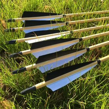 

6/12PCS Traditional Handmade Wooden Arrows Are Suitable For The 20-60IBS Archery Shooting Game
