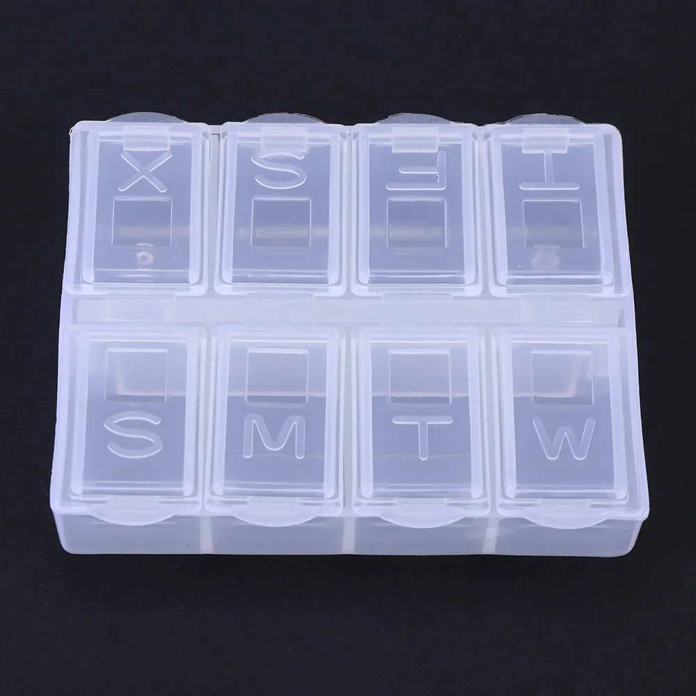 

1 Pcs 8 Grids Plastic Transparent Rectangle Pill Box Daily Medicine Pill Storage Organizer Refillable Empty Case