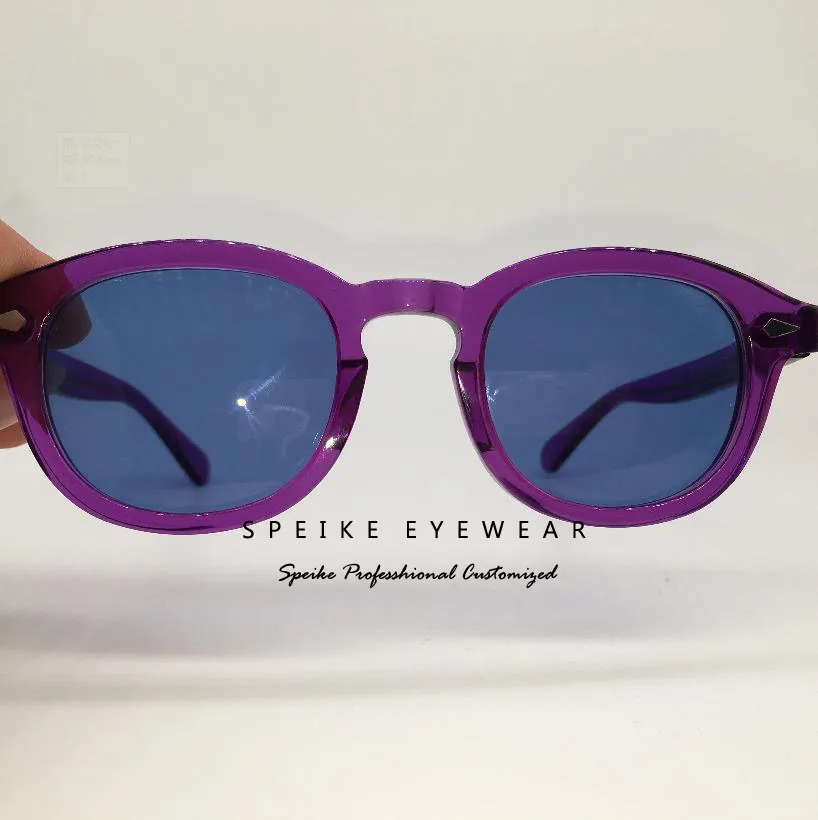 Purple frame SPEIKE Подгонянные винтажные синие линзы, солнцезащитные очки в стиле ретро, очки в стиле ретро, могут быть солнцезащитные очки для близорукости - Цвет линз: Purple frame