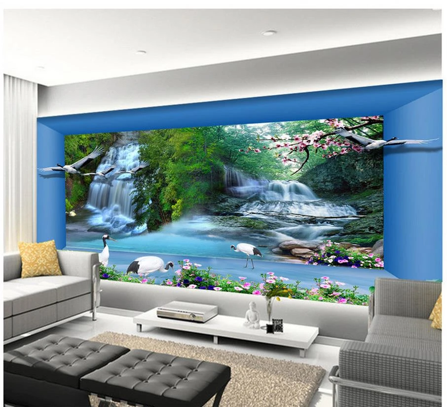 ホームデコレーション美しい渓流3d空間3d立体壁紙3dの壁壁画壁紙 3d Wall Murals Wallpaper Mural Wallpaper3d Stereoscopic Wallpaper Aliexpress