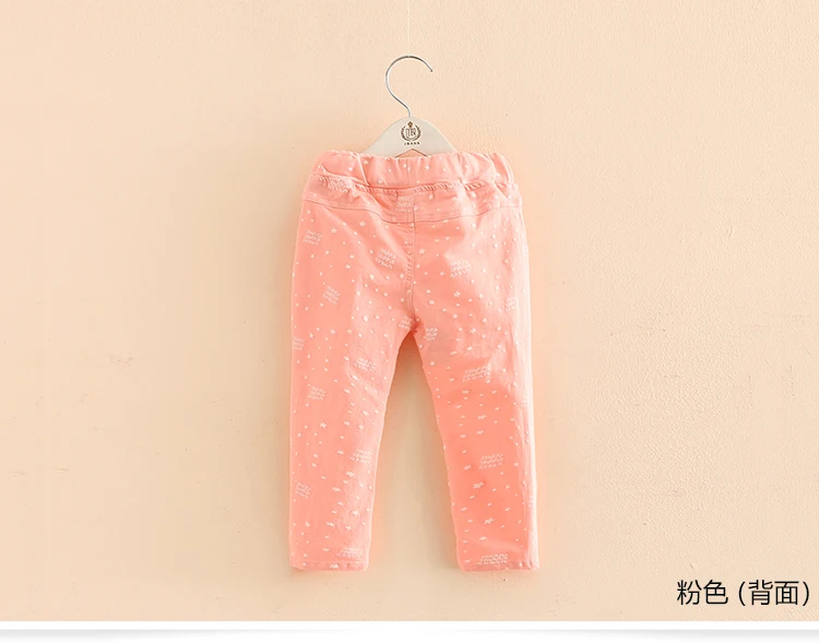 2018 3-12T Years Kids Children Cotton Solid Color Star Print Basic Elastic Capri Little Girl Tight Pants Spring Autumn Trousers (2)