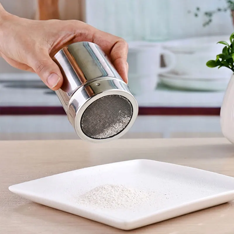 

Stainless Steel Pepper Bottle Flour Sifter Icing Sugar Chocolate Powder Shaker Coffee Sprayer Salt Herb Spice Cooking BBQ Season