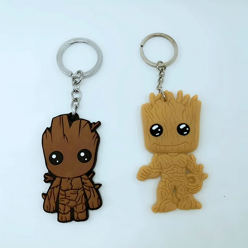 Фильм groot, ракета енот ПВХ cos брелок мини мультфильм милые коричневые цифры брелки для мужчин и девочек Детские llaveros брелки вечерние игрушки