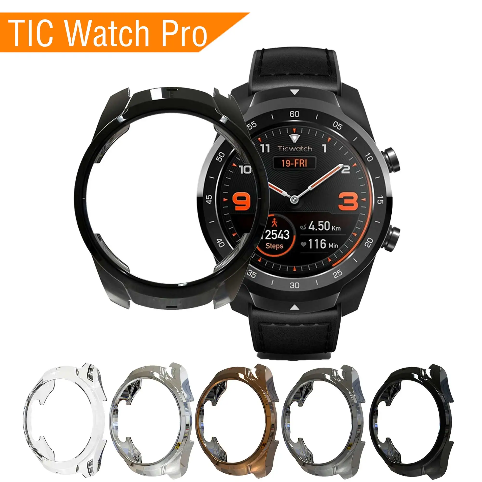 Мягкий чехол из ТПУ для Ticwatch Pro, чехол для часов, защита экрана, смарт-часы аксессуары для Tic Watch Pro, спортивный футляр для часов