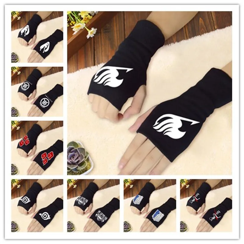 

Anime Fingerless Gloves Naruto Fairy Tail Tokyo Ghoul Attack on Titans Fate Zero Gintama Hatsune Miku Knitting Wrist Gloves