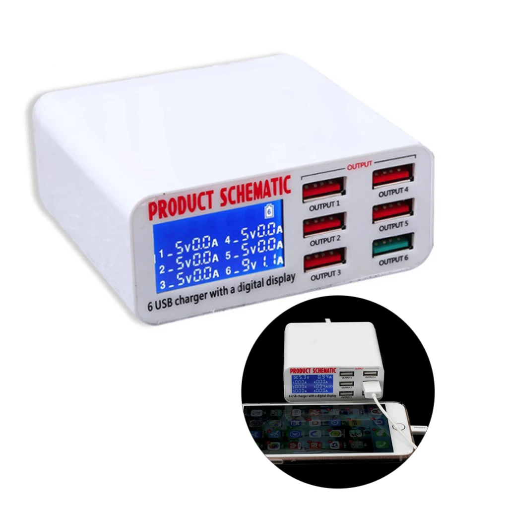 Цена font b USB b font зарядка 3,0 6 Порты и разъёмы 6A font b USB b font Зарядное устройство Адаптер Hub с несколькими font b usb b font портами концентратор с Зарядное устройство Док станция с Ж...