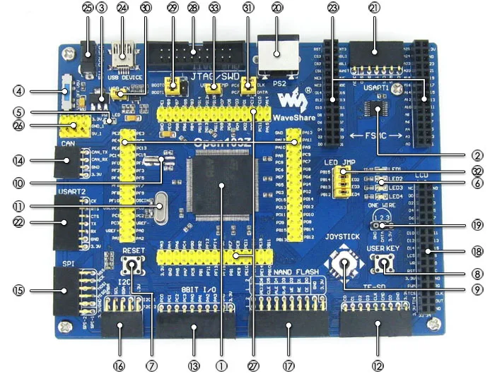 STM32 плата ARM Cortex-M3 STM32F103ZET6 STM32F103 STM32 макетная плата+ 9 комплектов модулей аксессуаров = Open103Z посылка A