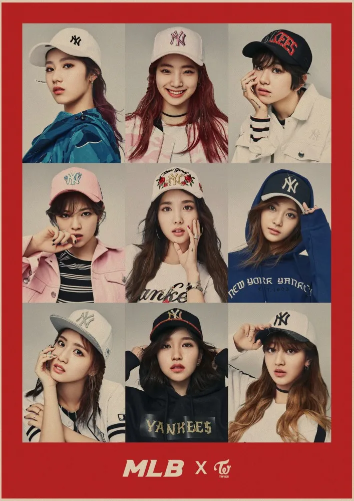 South Korean Girl Group Band Twice Vintage Poster K-POP DIY Wall Home Bar Posters Livingroom Bedroom Bar Home - Цвет: 1