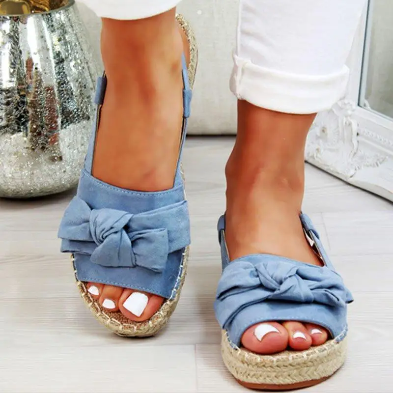 

Torridity Casual Bow Womens Sandals Strap Flats Sandals Shoes For Woman Solid Color Peep Toe Sandalias Mujer 2019 Plus 35-43