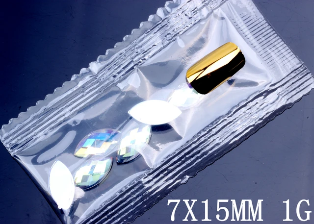 7G 600PCS 7 Sizes Acrylic Rhinestones Eye Shape Crystal AB Flat Back Nail Rhinestone 3D Non HotFix Nail Art Decoration DIY Tool 7x15mm 1g