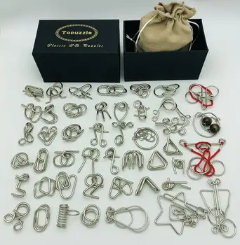 New Set of 30/41/46PCS Metal Puzzle Mind Brain Teaser Magic Wire Rings Puzzles Game Toys for Children Adults 1