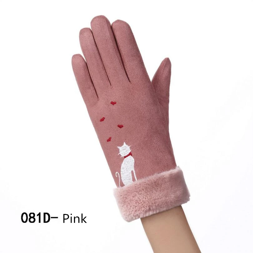 BERTHATINA новые женские перчатки зимние модные милые женские замшевые теплые перчатки рукавицы из кашемира женские наручные перчатки - Цвет: 081C-pink