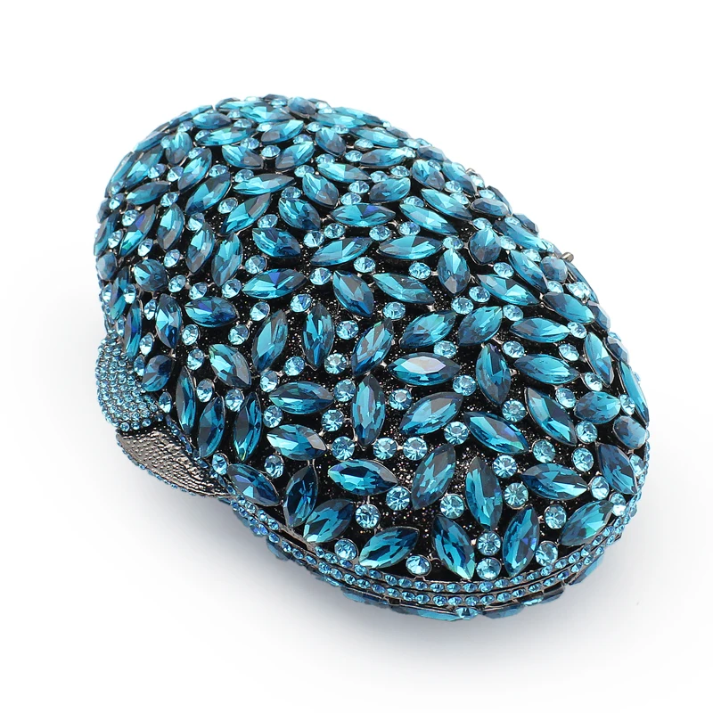 Продукт овальной формы Алмазная ручная работа Дамская кристально синяя свадебная сумочка-клатч женские сумки