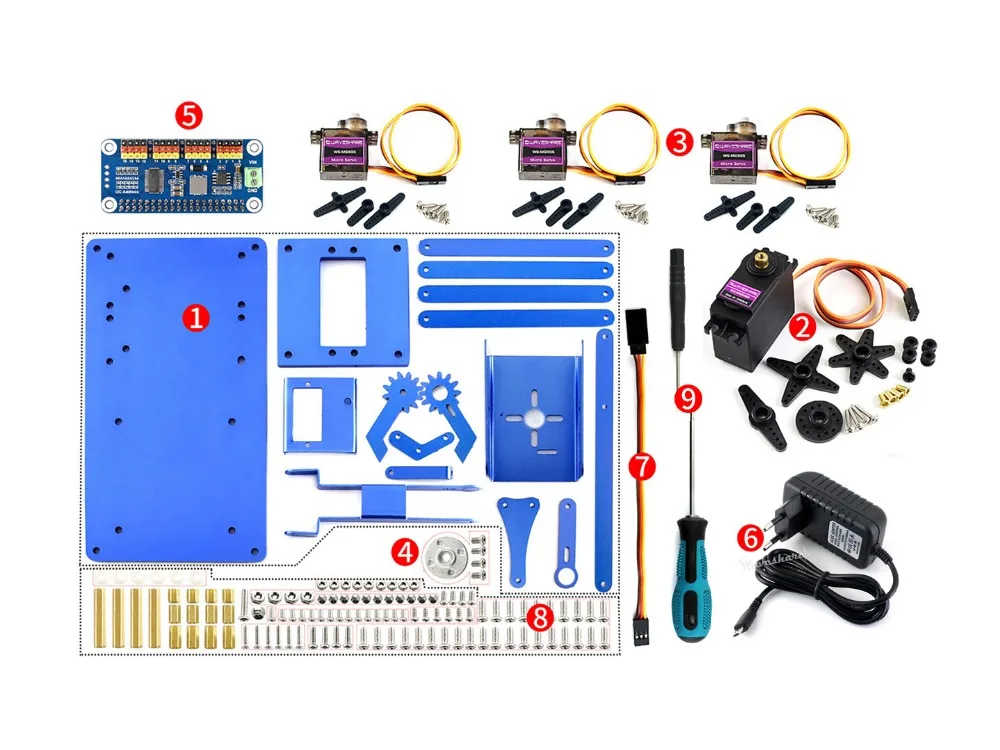 Waveshare 4-DOF металлический робот-рычаг комплект для Raspberry Pi ZeroZero WZero WH2B3B3B + BluetoothWiFi Пульт дистанционного управления (art.: 7aefd5692) - 7aefd5692