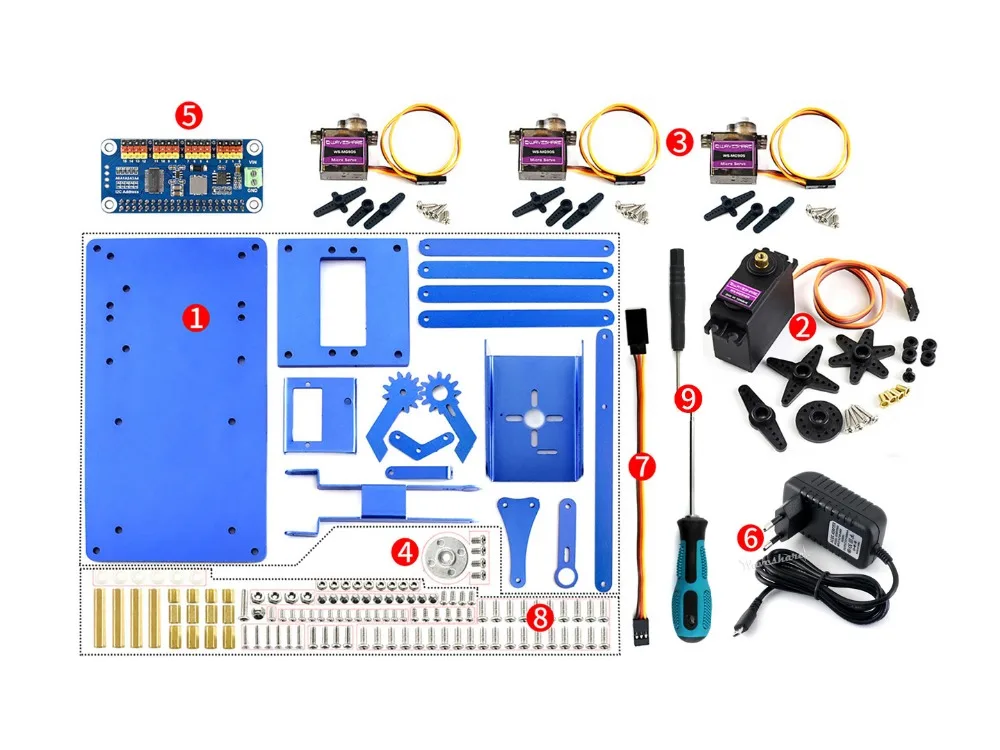 Waveshare 4-DOF металлическая рука робота Комплект для Raspberry Pi Zero/Zero W/Zero WH/2B/3B/3B+ Bluetooth/WiFi Пульт дистанционного управления