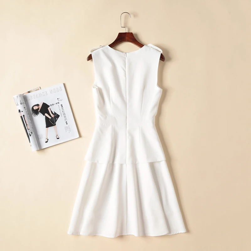Платье трапеция без рукавов на пуговицах|solid dress|a-line dressdress buttons |