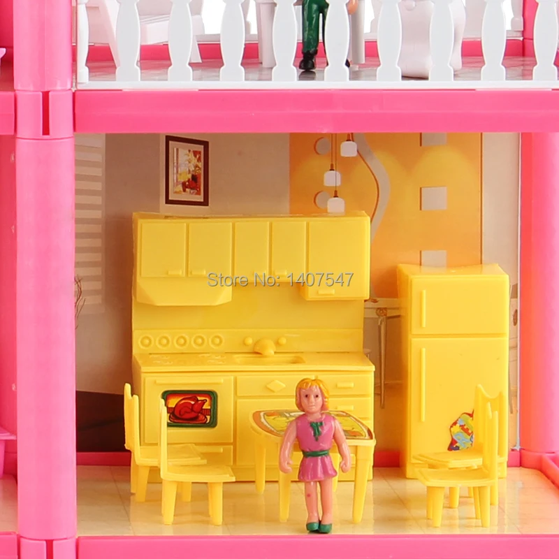 Большой размер DIY кукольный домик собрать вилла пластиковые Miniatura Кукольный дом мебель 3D миниатюрный кукольный домик Игрушки для девочек