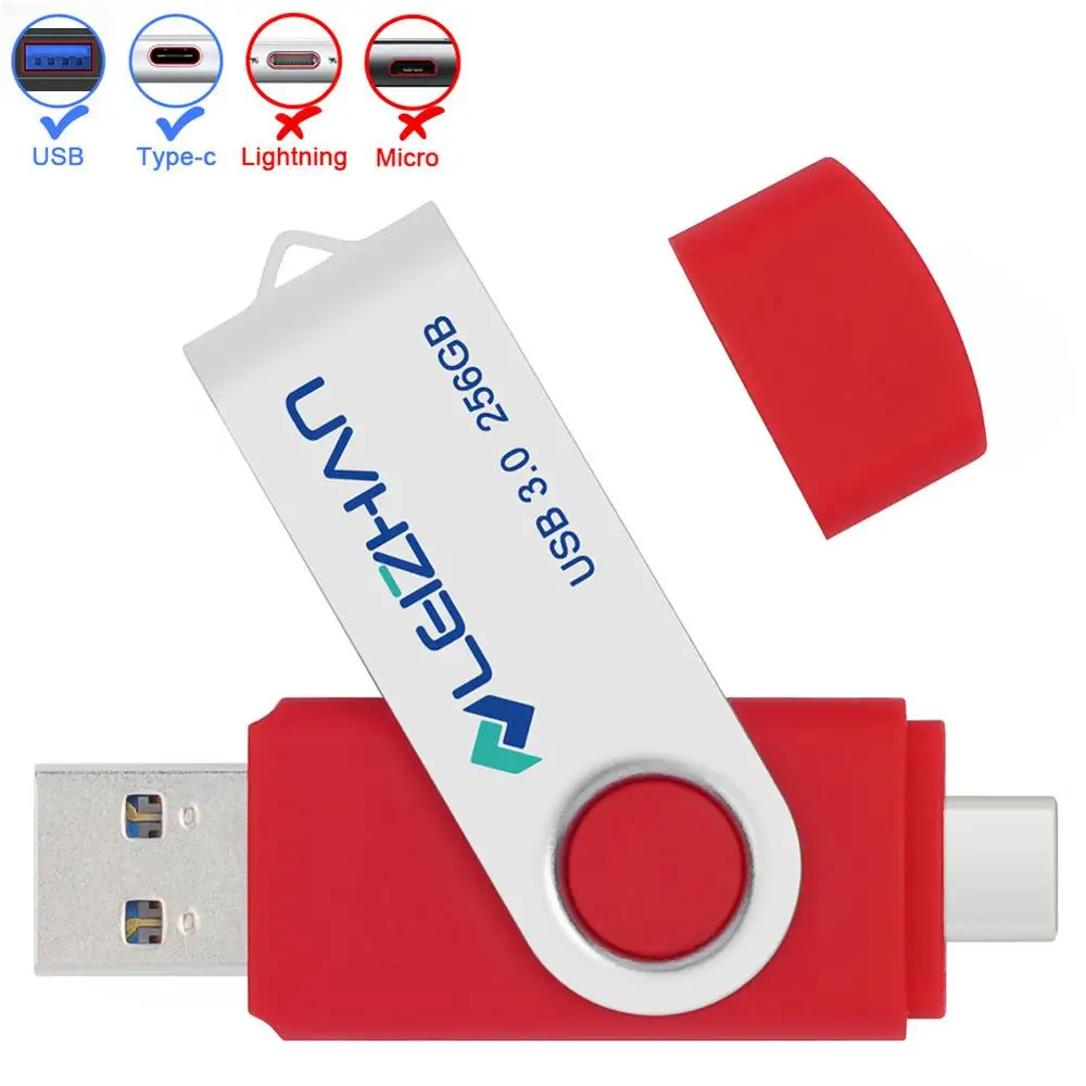 

LEIZHAN 256GB USB 3.0 Flash Drive OTG Type c Pendrive 64GB 32GB 16GB High Speed 128GB Pen Drive Tipo C Memory Stick USB Key
