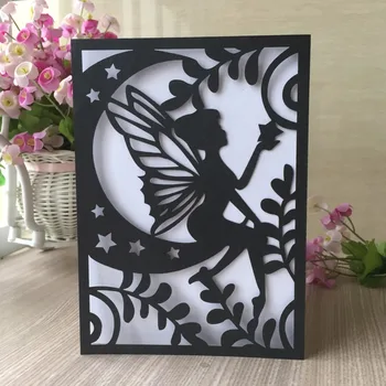 

40pcs/lot Delicate Carved Butterfly Girl Pattern Invitations Card Event Party Supplies Birthday Card Bridal Shower Invitations