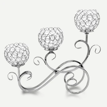 

3 head metal gold silver plated candle holder with crystals wedding candelabra table centerpiece decoration party candlestick