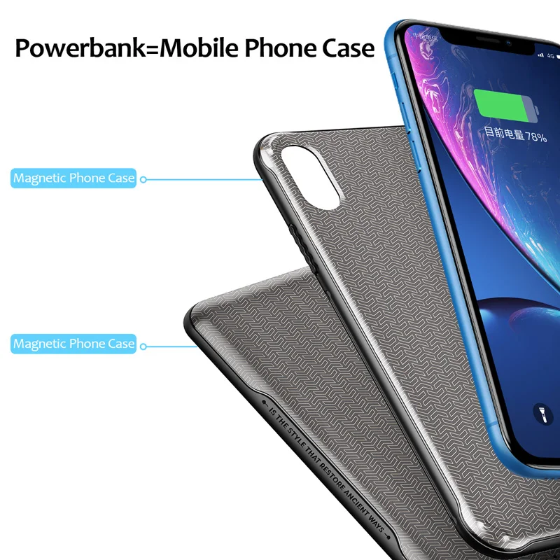 ROCK Magnetic Wireless Charger Back Clip Power Bank For iPhone XR 5000MAh External Portable Backup Battery Fast Charging Case ROCK Magnetic Wireless Charger Back Clip Power Bank For iPhone XR 5000MAh External Portable Backup Battery Fast Charging Case