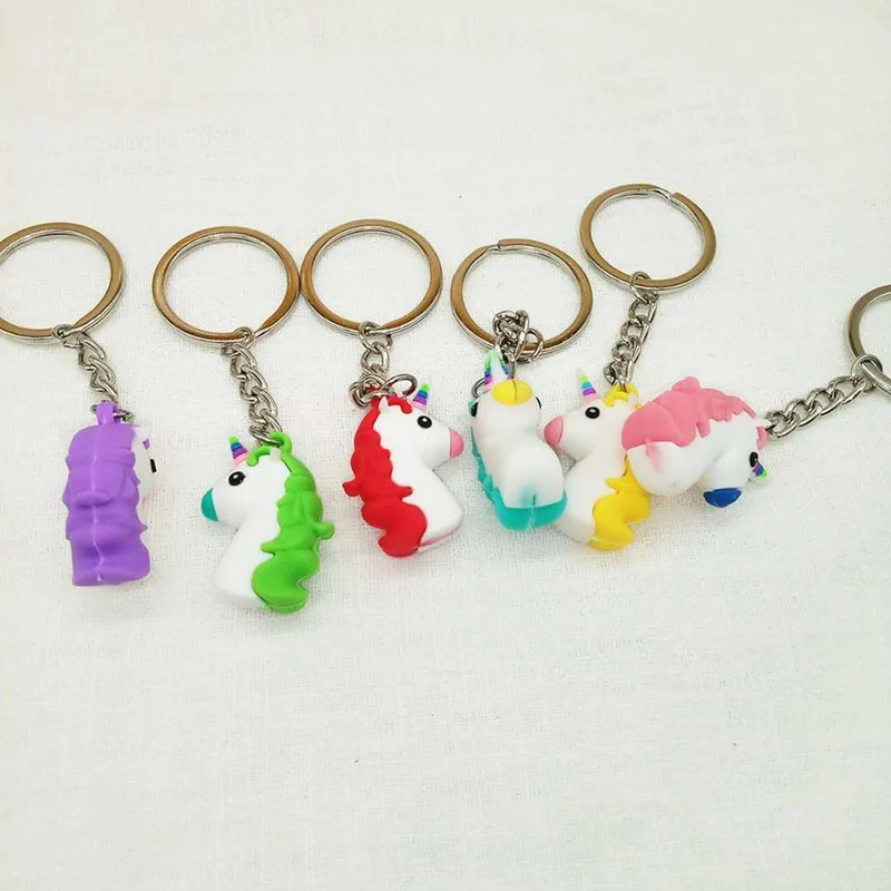 Hot Sale Cute Unicorn Keychain Animal PVC Keychains Women Bag Charm Key Ring Pendant Gifts High