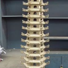 Bi001994 4" Тибет Латунь Буддийский Фэншуй Шестиугольник 6 Голова Дракона Статуя Будды Ступа Набор