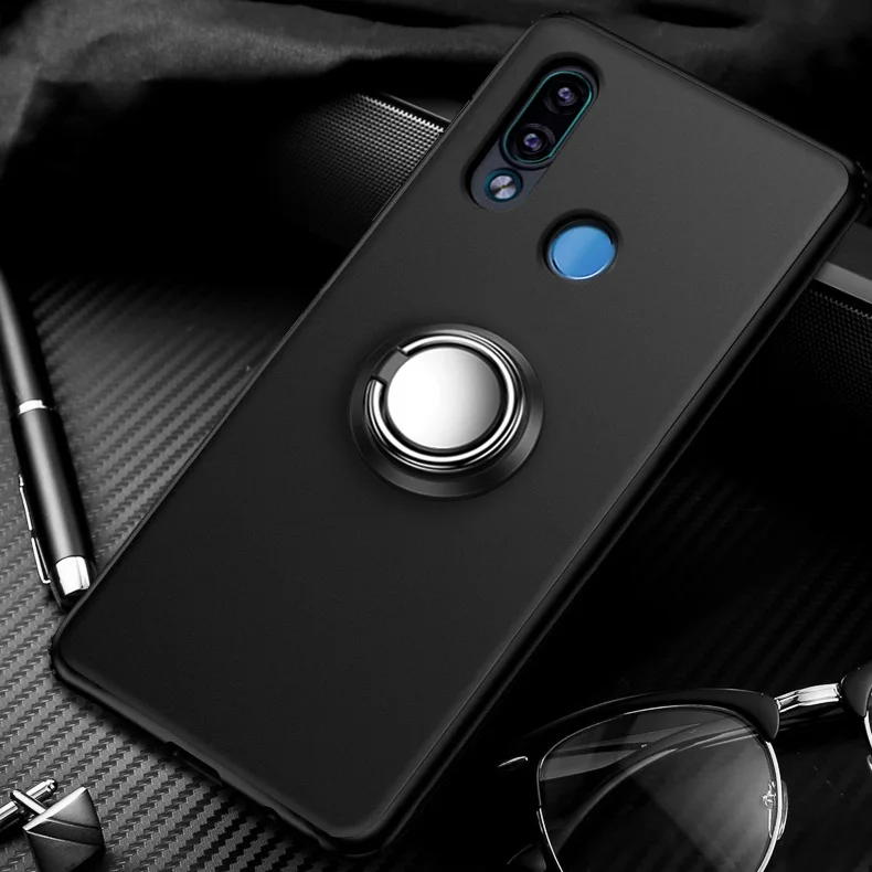 Чехол для Xiaomi Redmi Note 7, чехол для Redmi Note 7, силиконовый защитный бампер, противоударный чехол, чехол для телефона s, роскошный Xiomi Redmi Note7, чехол s - Цвет: Black - Finger Ring