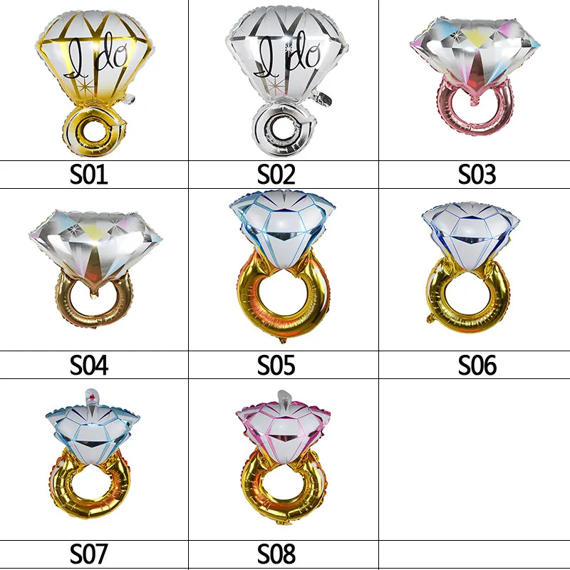 1Pc New Engagement Bride Ring Aluminium Foil Balloon Diamond Ring Shaped Aluminum Balloons Wedding Party Wedding Room Decoration