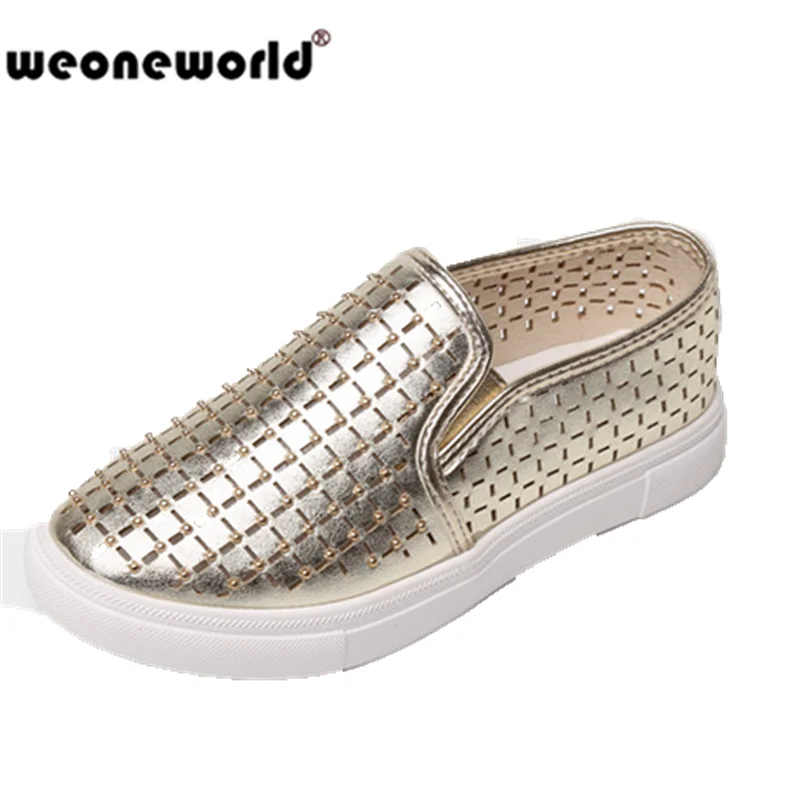 Weoneworld/ Новая мода лето Детская обувь Обувь для мальчиков и Обувь для девочек из металла открытые дышащие тонкие туфли черный/красный/золото