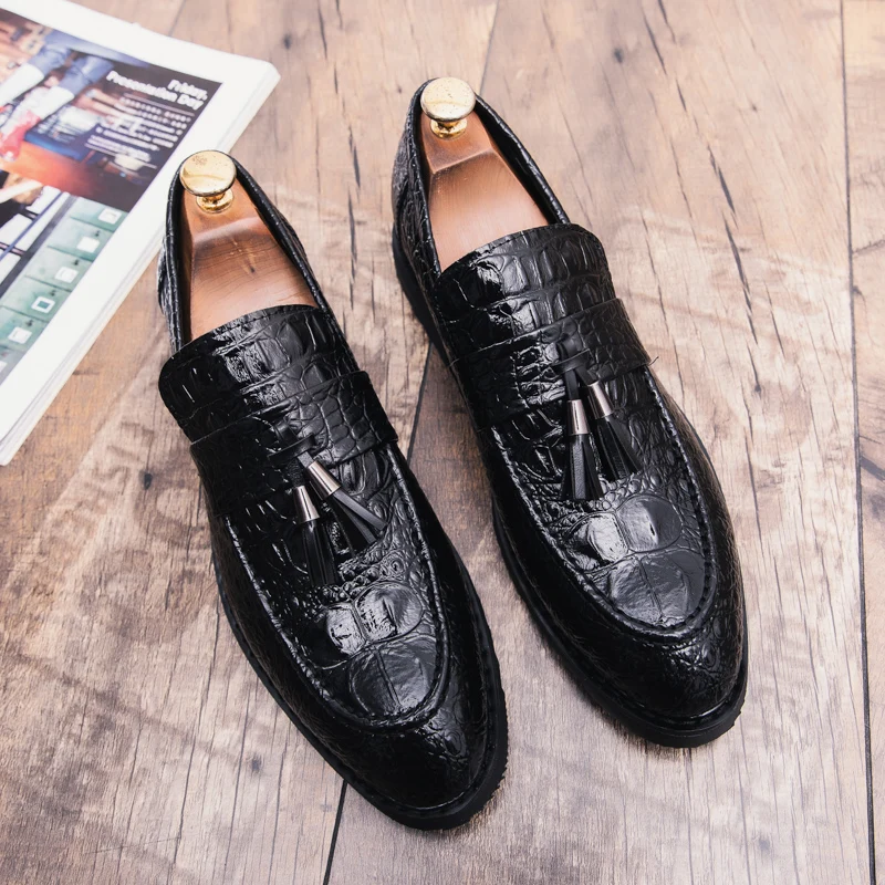 cool unique snake skin men leather shoes fashion moccasins italian designer business male footwear brogue oxford shoes for men  (46)