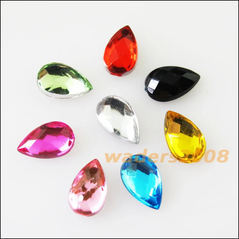 

300Pcs Mixed Faceted Teardrop Acrylic Plastic Rhinestone Flat Back 4x6mm