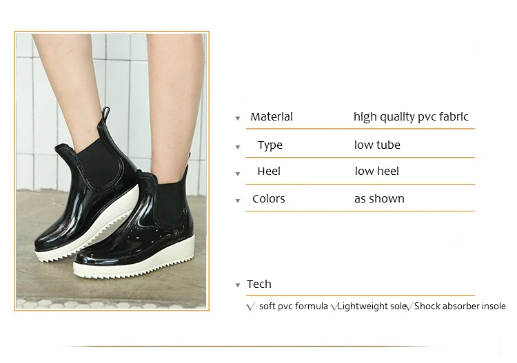 Новое поступление; качественные женские резиновые сапоги; модные резиновые женские ботильоны из ПВХ на высоком каблуке; женские короткие резиновые сапоги на толстой подошве