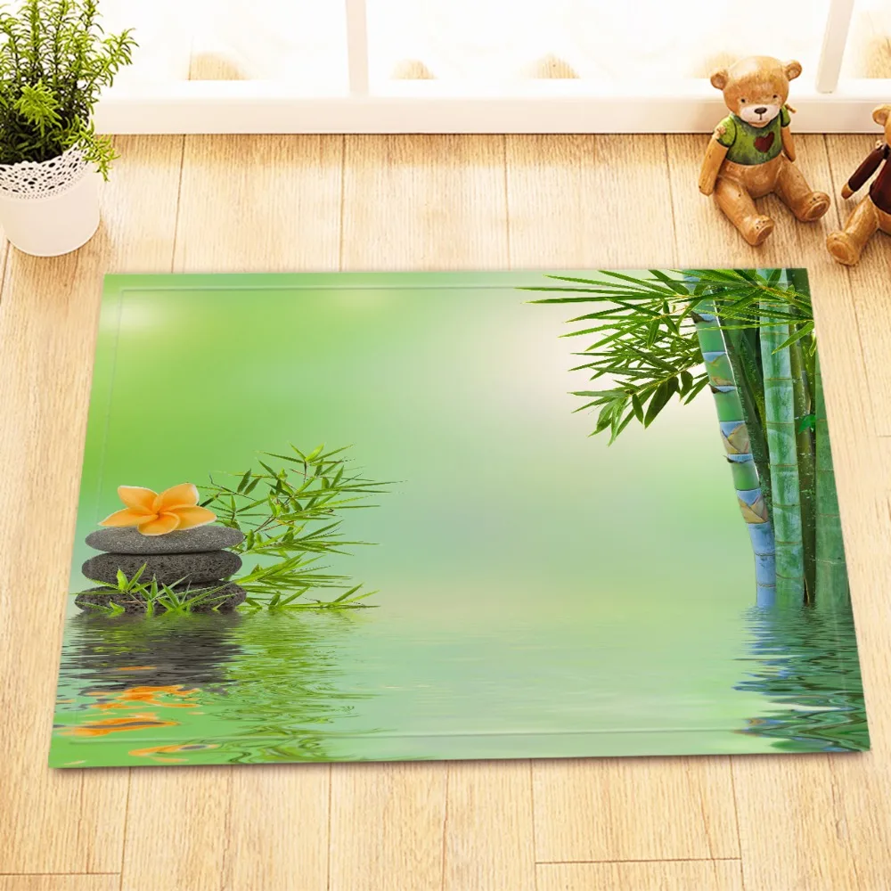 LB 60*40 Зеленый Напольный коврик для двери Азиатский спа камень поток воды Zen сад