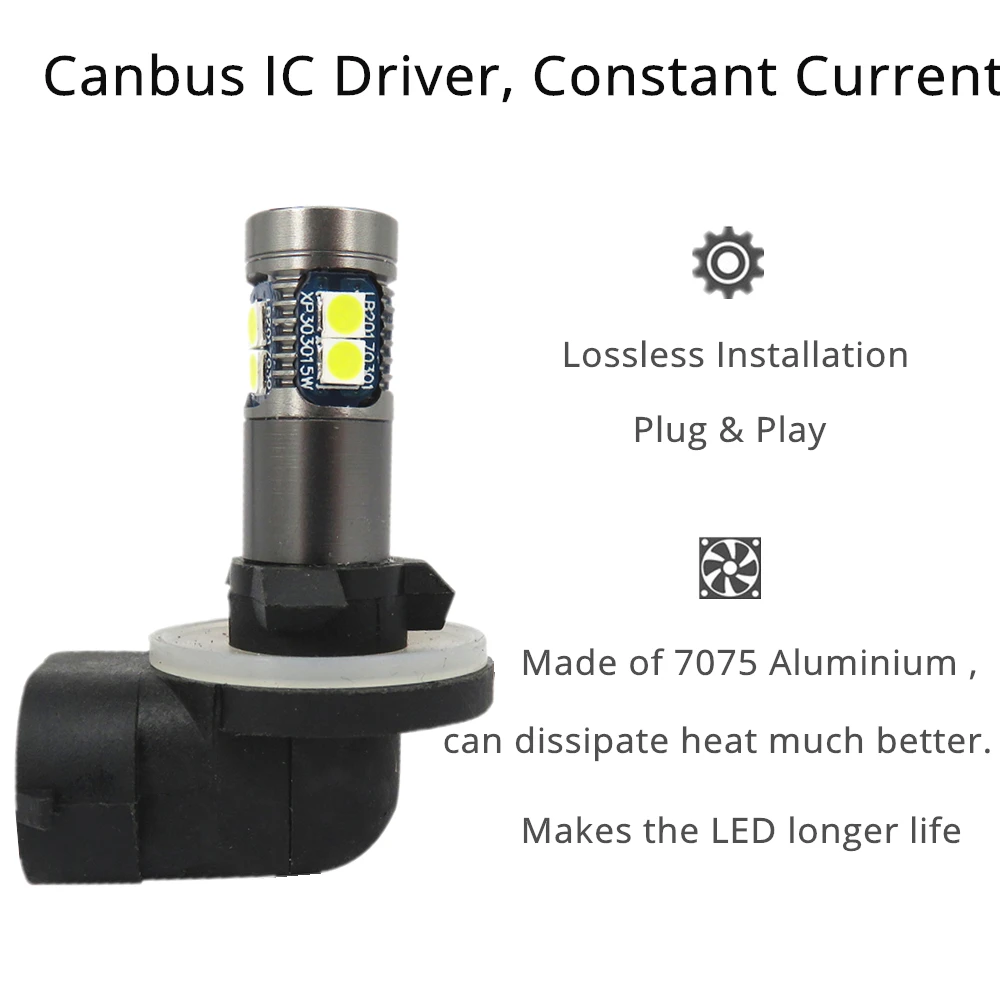 Led para Carro Luz de Nevoeiro Luz da Lâmpada Wljh Canbus Branco 881 Lâmpada Caminhão Cauda Estacionamento Condução H27w - 2 Daytime Running Dc12v-24v H27 2x 7 Cheap Farol nebl. carro