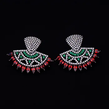 

GODKI Luxury Multicolor Full Cubic Zirconia CZ Inlay Engagement Wedding Party Nightclub Statment Earring Stud 3.7CM*3CM