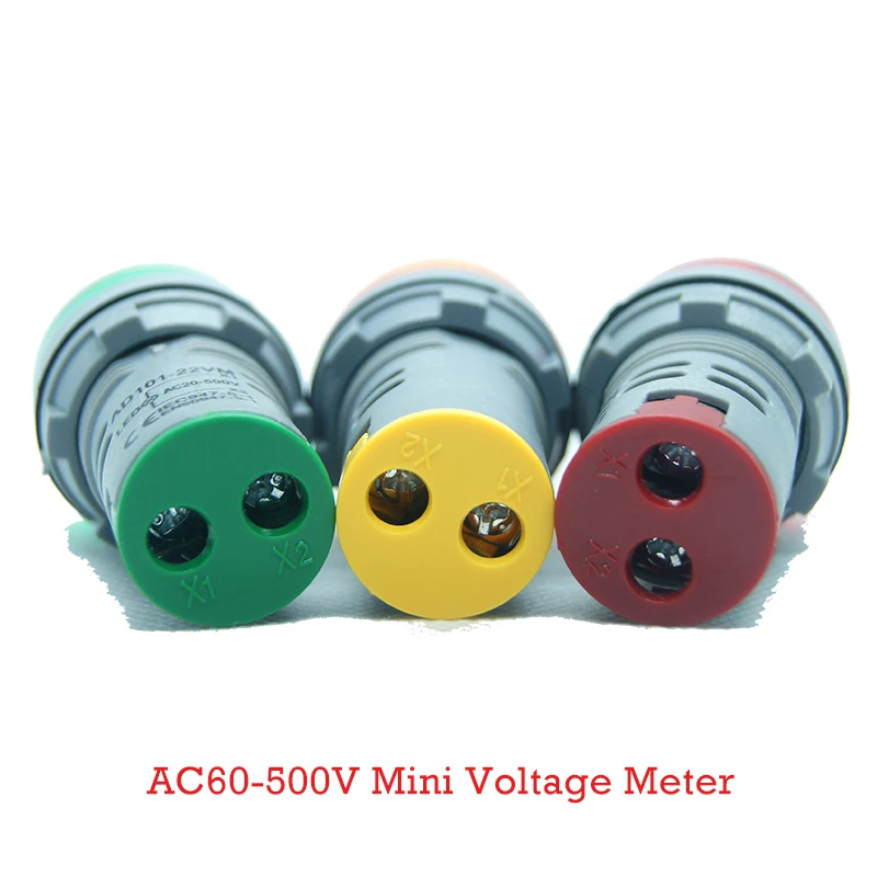 22 мм AD16 Тип AC60 500V мини Напряжение метр светодиодный цифровой Дисплей AC вольтметр