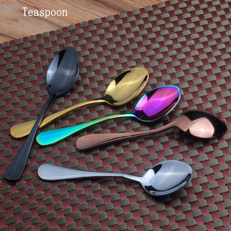 4Pcs/Set New Luxury Multicolor Rainbow Dinner Set Wedding Travel Cutlery Stainless Steel Dinner Knife Fork Scoops Silverware Set