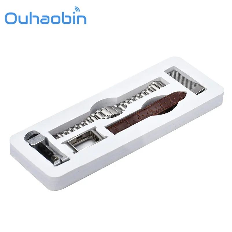 

Ouhaobin Leather+ Stainless Steel Bands+ Remover Opener Repair Tool +Replace Metal Frame Watch Holder+ For Fitbit charge 2