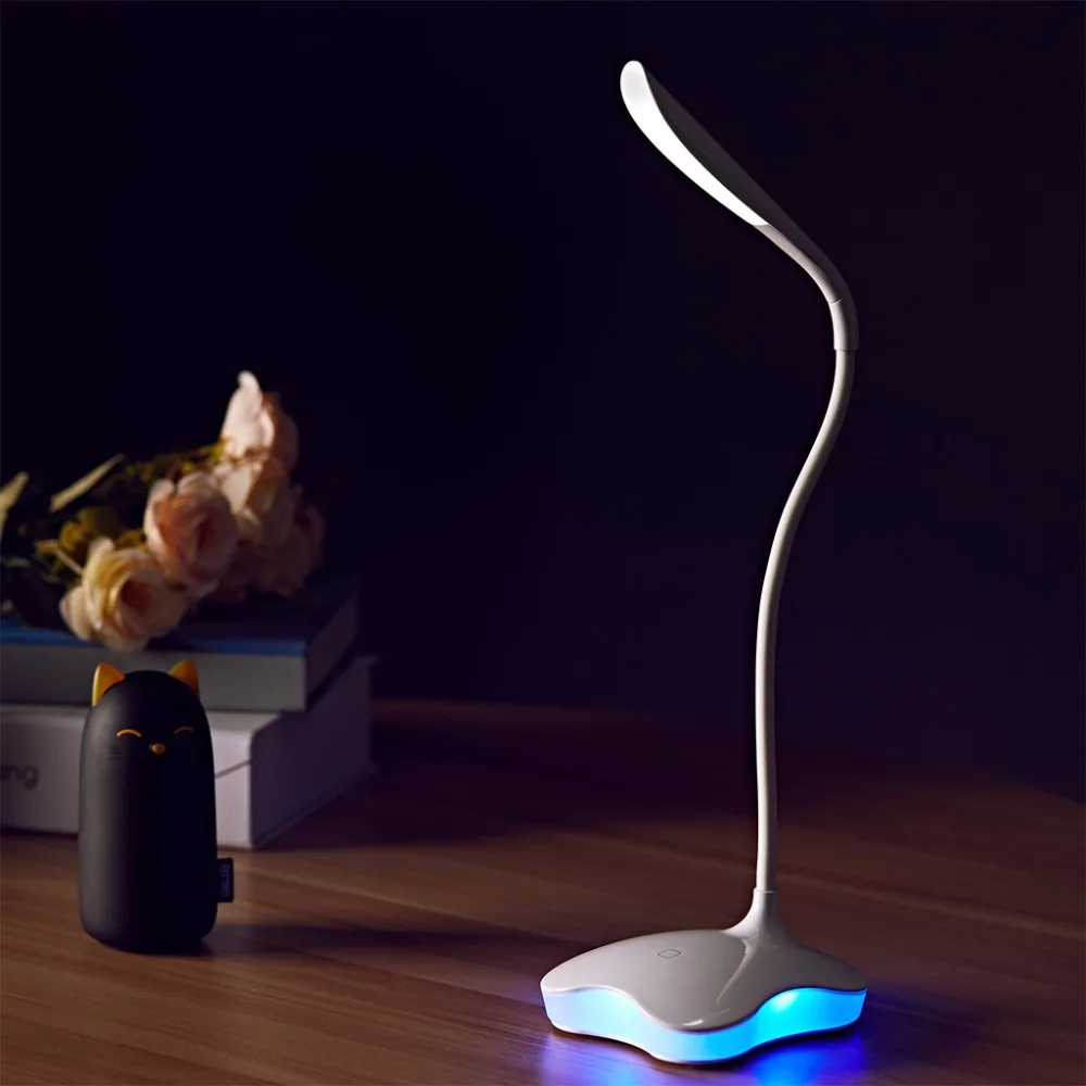  USB Rechargeable 3 Level Dimmable Clover LED Sensor Desk Light Eye-Protection Lamp Flexible Night L - 32681417537