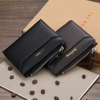 

men's wallet Short vertical locomotive British casual multi-function card bag zipper buckle triangle folding wallet purse men