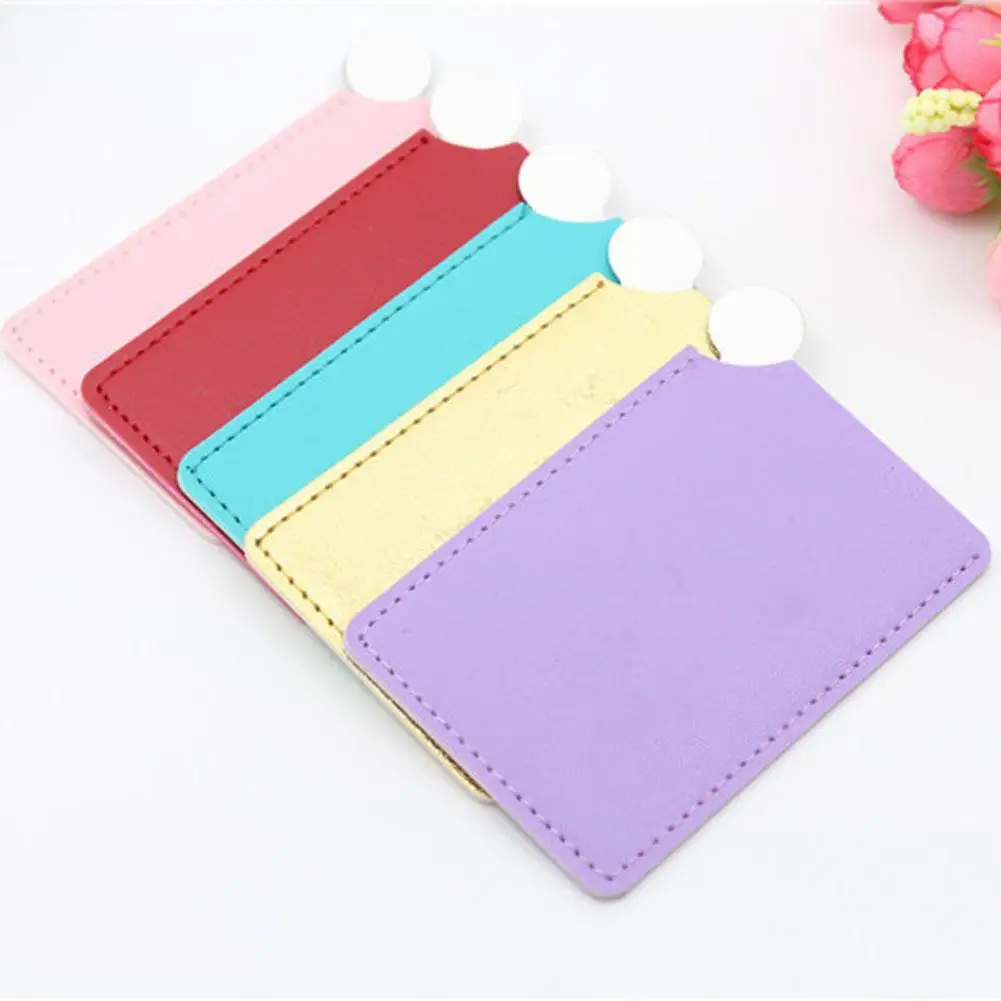 

Unbreakable Makeup Mirror Shatter-proof Stainless Steel Faux Leather Solid Color Cosmetic Makeup Mirror Beauty Accessories Gift