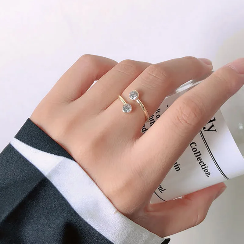 

2018 Fashion Simple CZ Cubic Zircon Rings Adjustable Open Ring for Women Bridal Engagement Jewelry