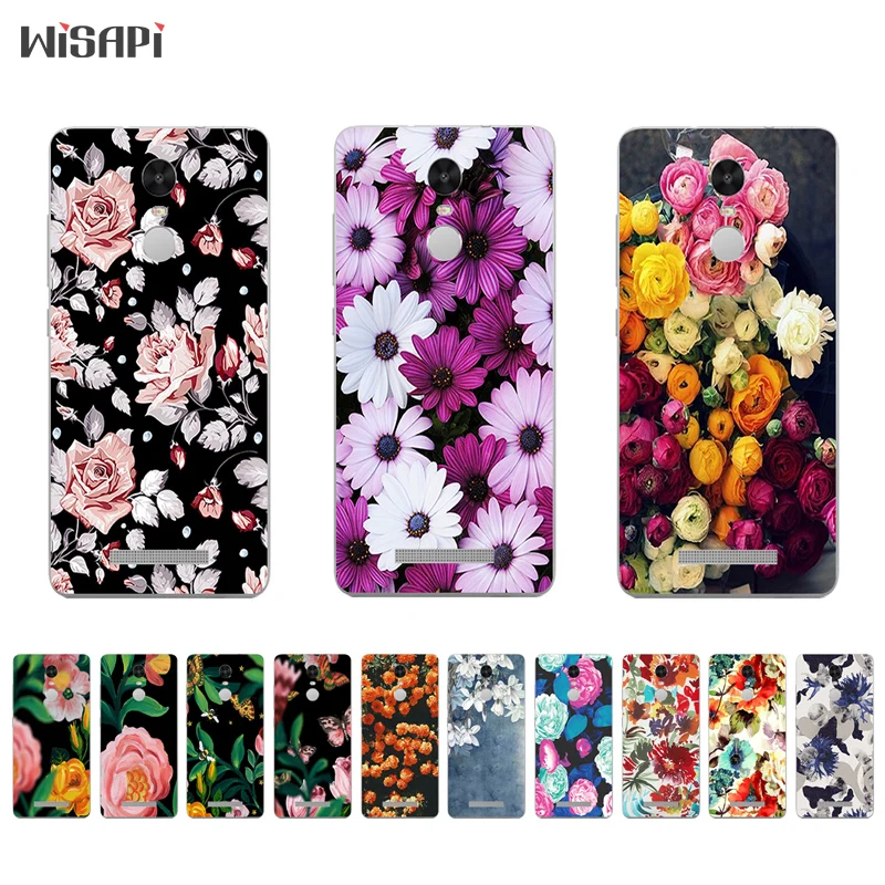 

For Xiaomi Redmi Note 4 4X Silicone Phone Case for Redmi Note3 Back Cover Thin for Hongmi Note2 TPU Shell Retro Flowers Pattern