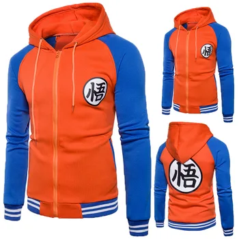 

2019 Autumn Japanese Anime Dragon Ball Goku Baseball Jacket Casual Stitching color Sweatshirt Varsity Hoodie Coat Uniforms 3XL