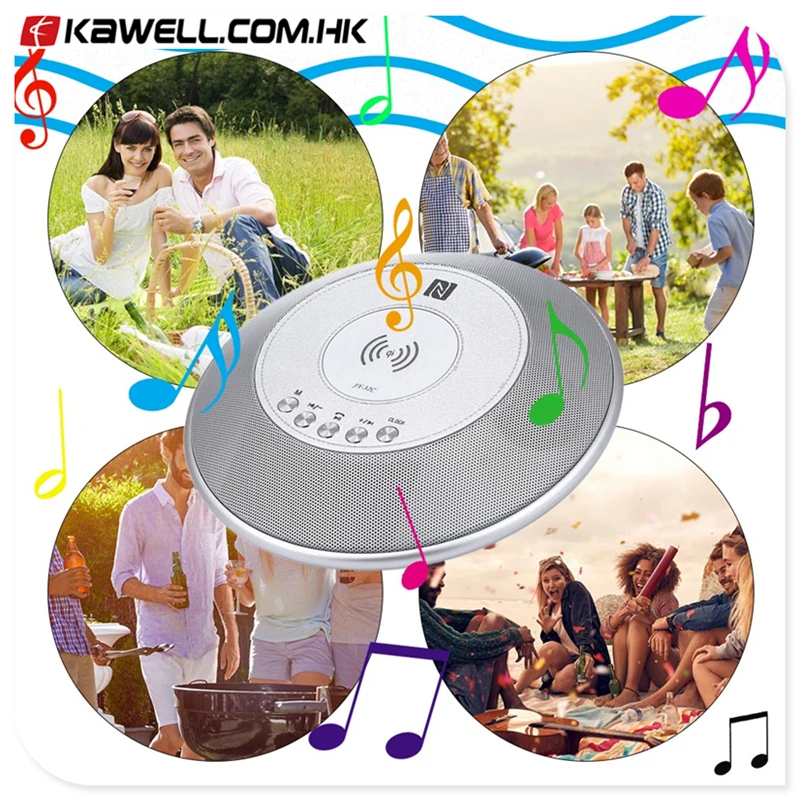 

QI Wireless Charger Portable Bluetooth Speaker with AUX IN Stereo Sound Speaker w/ mic Support NFC Time Display for smart phone