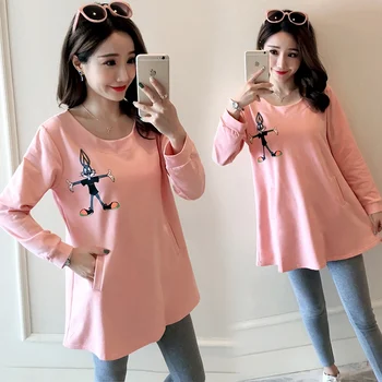 

Spring and autumn new Korean fashion pregnant women sweater tide long sleeve pregnant women cotton bottom long section
