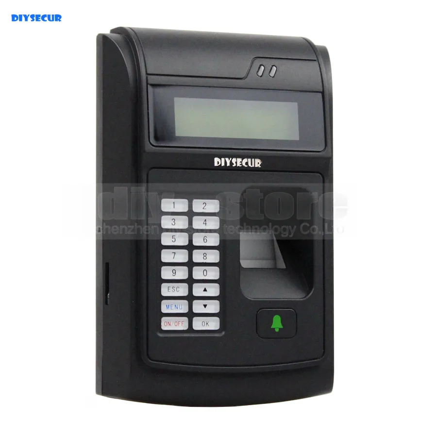 

DIYSECUR LCD Biometric Fingerprint PIN Code Door Lock Access Control + 125KHz RFID ID Card Reader With USB / Door Bell Button
