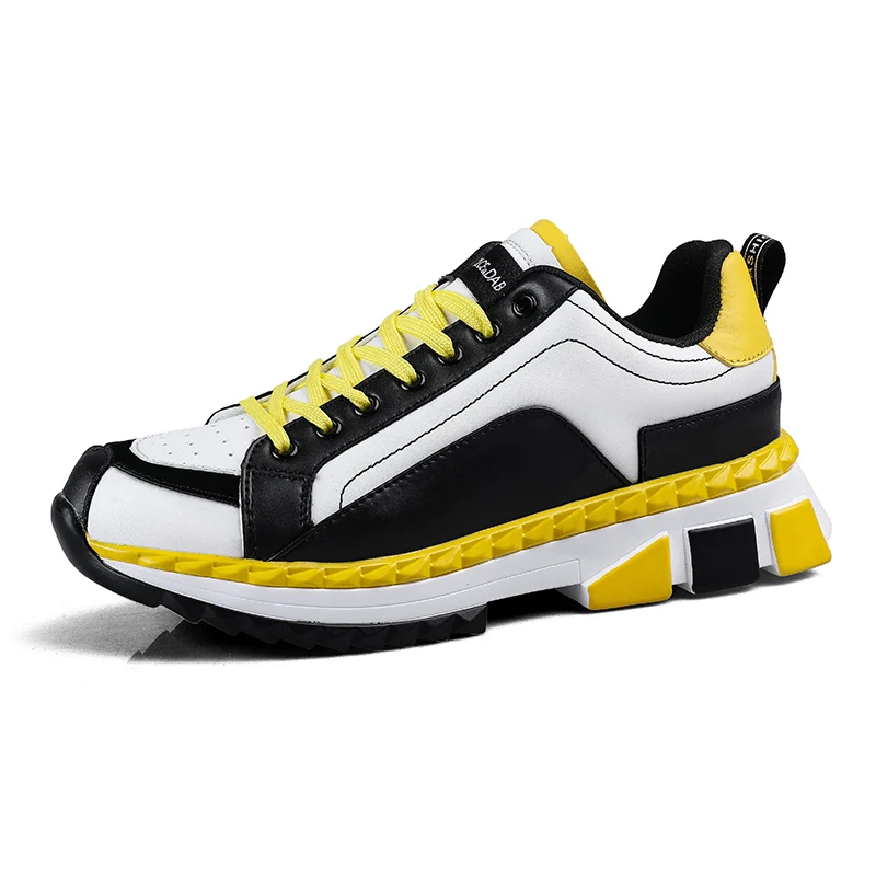 Sooneeya/Брендовая обувь для мужчин; черно-белая прогулочная обувь; трендовая Мужская обувь; светильник из дышащей искусственной кожи; Tenis Masculino; кроссовки - Цвет: Yellow A